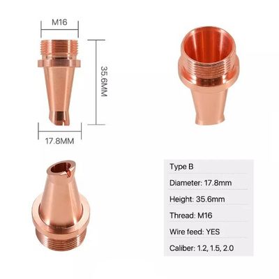 Vòi hàn Laser H35.6mm Chủ đề M16 cho đầu thợ hàn Laser sợi quang